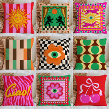 Dopamine Aesthetic Maximalist Throw Pillow Set 3