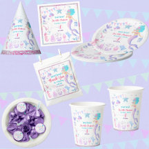 Pink purple whimsical little mermaid 1st birthday