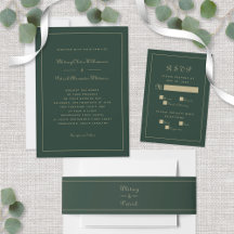 Emerald Green & Gold Script Elegant Wedding