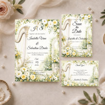 Elegant Garden Harp Romance Wedding