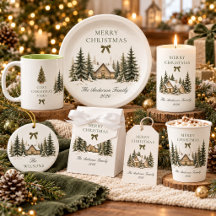 Olive Green Winter Cottage Christmas Collection