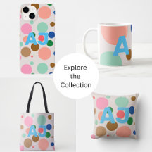 Modern Monogram Polka Dot Pastel Home Accessories