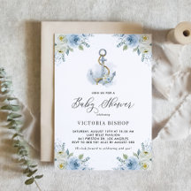Blue Floral Anchor Baby Shower Collection