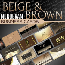 Brown Beige Monogram Business Cards Classy Luxury