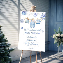 Snow in love blue winter baby shower
