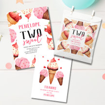Two Sweet Ice Cream 2nd Birthday Party Supplies