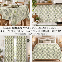 Sage Green French Country Olive Pattern Home Decor
