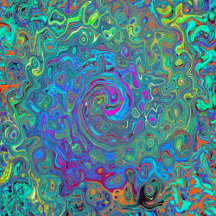 Magenta, Blue and Sea Foam Green Retro Swirl