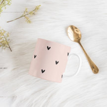 Modern Pastel Pink And Black Hearts Pattern 