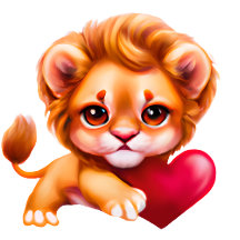 Jungle Baby Lion with a Red Heart