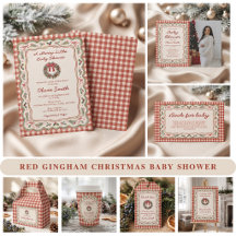 Red Gingham Vintage Christmas Baby Shower