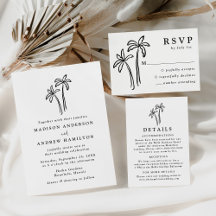 Modern Hand-Drawn Black Palm Trees Wedding