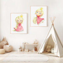 Princess With Blonde Hair Nursery Prints