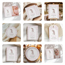 Pink Bow Bunny Vintage Birthday