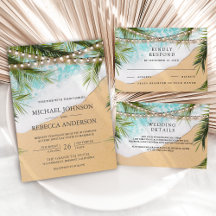 Tropical Beach Palm String Lights Wedding