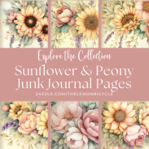 Sunflower & Peony Junk Journal Pages