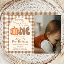 Little Pumpkin Gingham Autumn Fall First Birthday