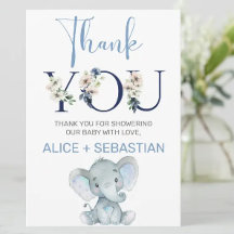 Elephant floral boy baby shower