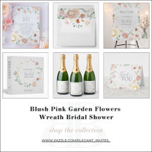 Blush Pink Garden Flowers Wreath Bridal Shower