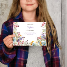 Watercolor meadows colorful flowers birthday