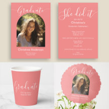 Minimalist Script Type Graduation Party (Pink)