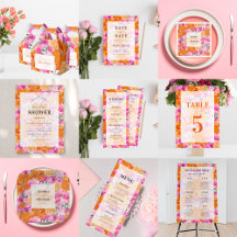 Light Faded Pink Orange Garden Wedding Suite