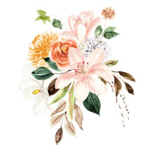 Watercolor Lilies, Magnolias, Roses, Peonies Flora