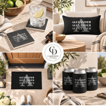 Modern Monogram Name Grey Black - Home