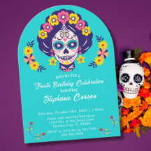 Colorful Bright Vibrant Sugar Skull Birthday 