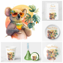 Summer Watercolor Koala Kids Birthday Party