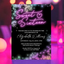 Sweet 16 Birthday Colorful Neon Glow Dark Party