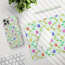 Colorful Flowers Light Green Background Collection