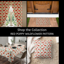 Red Poppy Wildflower Pattern Home Decor