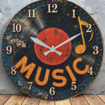 Vintage Music Wall Clocks Collection   Retro Vinyl