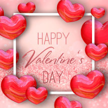 Valentine's Day Red Hearts Glitter