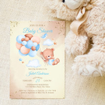 Teddy bear with blue balloons
