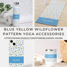 Blue Yellow Wildflower Pattern Yoga Accessories
