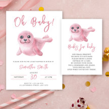 Watercolor Pink Seal Baby Shower