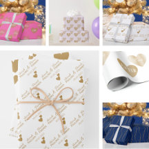 Golden Hearts Wedding Wrapping Paper