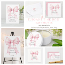 Elegant Pink Bow Girl Baby Shower