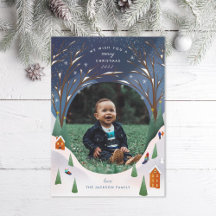 Snowy Village Winter Scene Christmas Card Suite