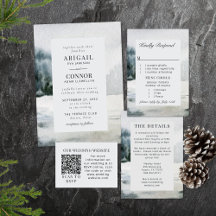 Rustic Mountain Lake Watercolor Wedding Collection