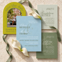 Modern Chartreuse & Blue Wedding Suite