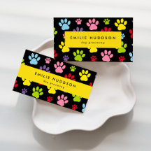 Pattern Of Colorful Paws Business Cards Collection