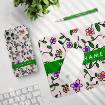 Colorful Flowers Pink, Green Collection