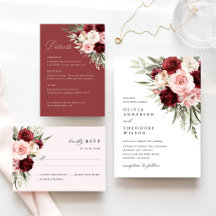 Burgundy Blush Pink Floral Wedding Suite