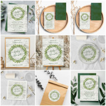 Trendy Laurel Wreath Greenery Baby Shower