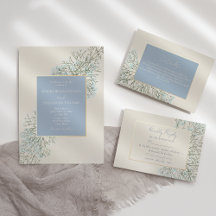 Wildflowers Dusty Blue Wedding Invitation Suite
