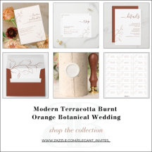 Modern Terracotta Burnt Orange Botanical Wedding