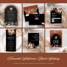 Terracotta Floral Wildflower Black Wedding